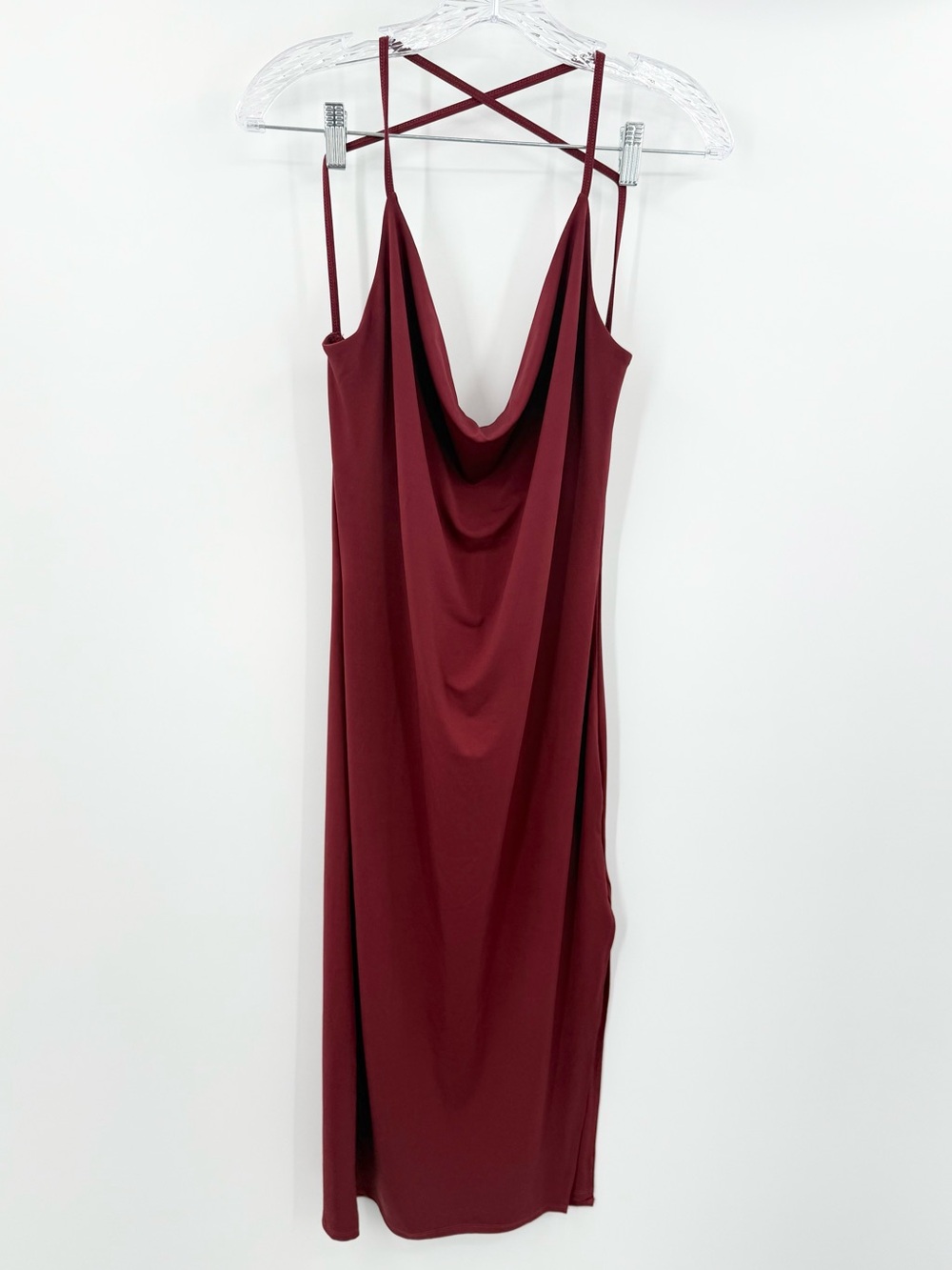 Abercrombie & Fitch Women's Burgundy Cowl Neck Midi Dress Size Small Petite